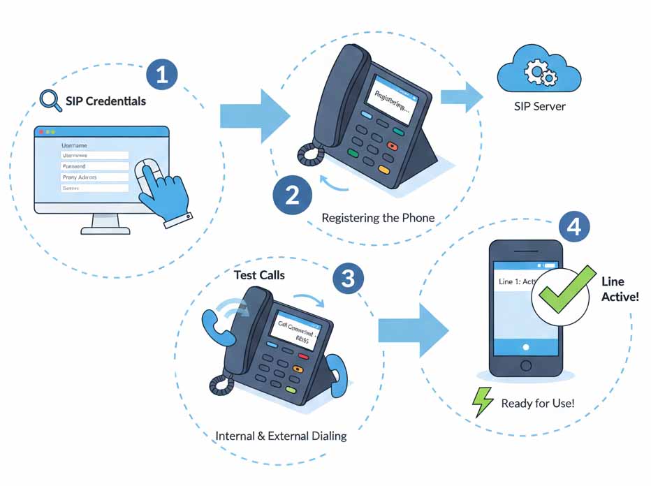 مراحل راه اندازی سیپ فون مخابرات